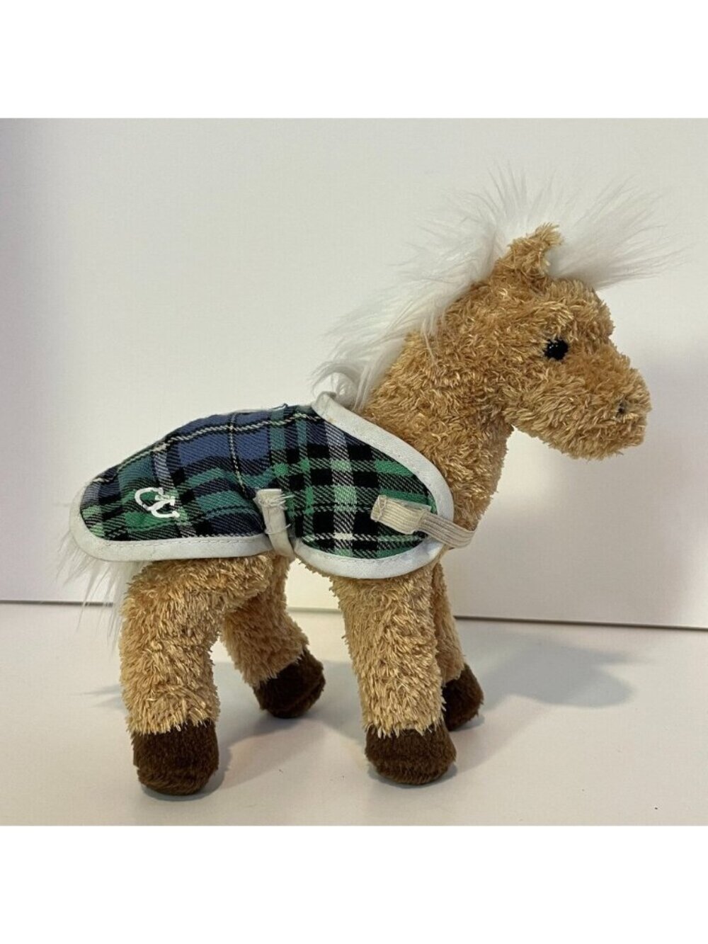 Vintage Douglas Plush Stuffed Horse Pony Cuddle Toy 7" Tan White GC Blanket Coat